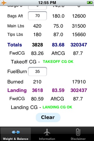 BE A36 Weight and Balance Calculator (E2111 and above, with tip tanks) screenshot 2