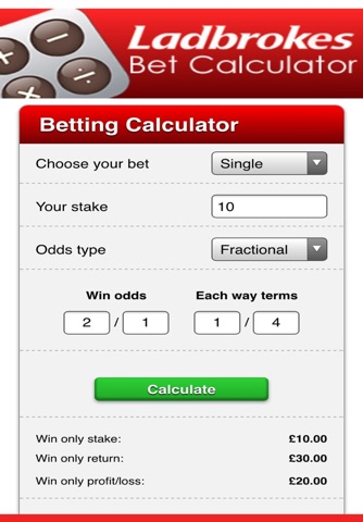 Bet Calculator For Ladbrokes screenshot 2