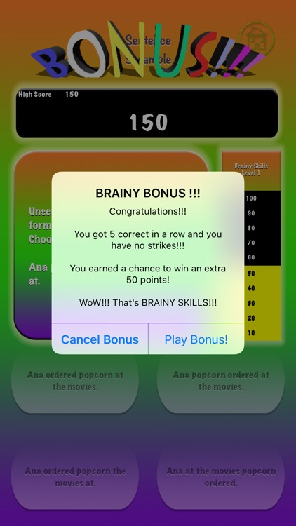 Brainy Skills Sentence Scramble