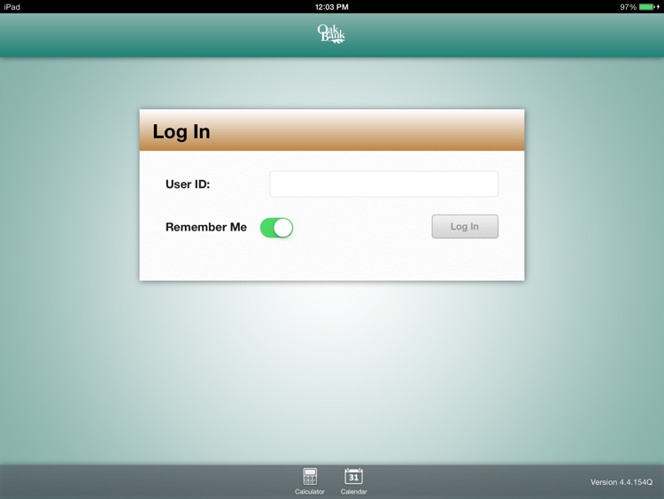 Oak Bank Mobile Banking for iPad