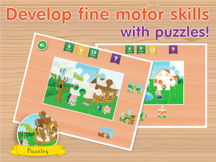 Kids Academy • The Three Little Pigs HD - Interactive bedtime story book with fun puzzle games and learning activities. Best educational app for Baby, Toddlers and Preschool children. screenshot-3