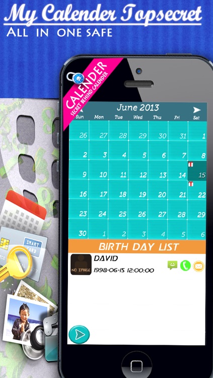 MyCalendar TopSecrete Free - Hide and lock private photo,video and secret info + protected by BirthDay Calendar