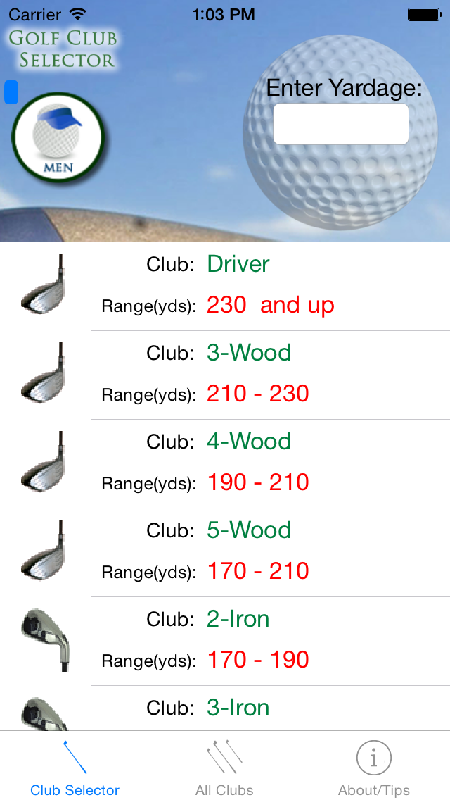 Golf Club Selector - The quickest way to use the correct club!のおすすめ画像1