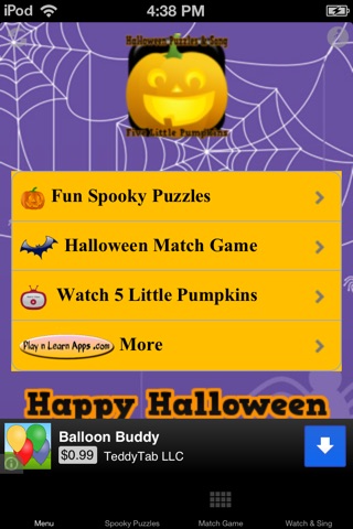 Halloween Puzzles & Song- Five Little Pumpkins screenshot 2