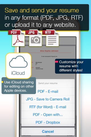 Resume Mobile Pro - design & share professional PDF resume on the go screenshot 3