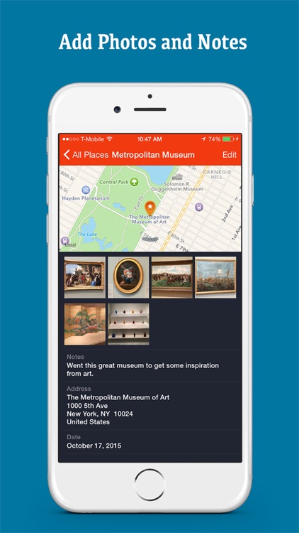 Places Bookmark - Save Locations on Map, Photo, Notes, Address Folder