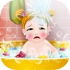 First Baby Bath- Pink Bubbles Bath& Happy Kids Washing