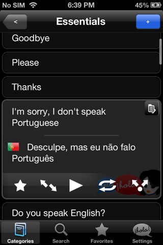 Lingopal Portuguese LITE - talking phrasebook screenshot 2
