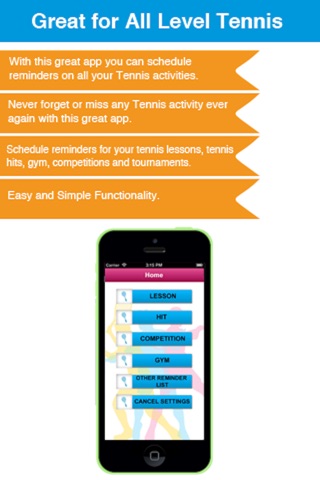 Tennis Reminder App - Timetable Activity Schedule Reminders-Sport screenshot 2