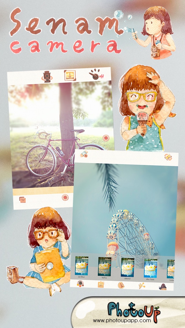 Senam Camera by PhotoUp Watercolor Stamps Frame Filter photo decoration appのおすすめ画像2