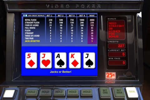 Jacks or Better - Las Vegas Casino Style Video Poker Slot Machine Game ! screenshot 4