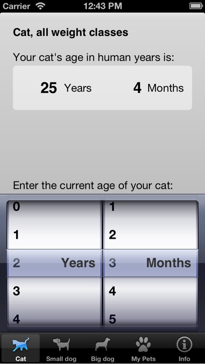 Cat&Dog Age Calculator