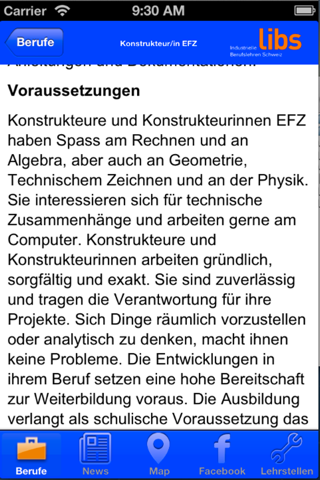 Screenshot of libs Industrielle Berufslehren Schweiz