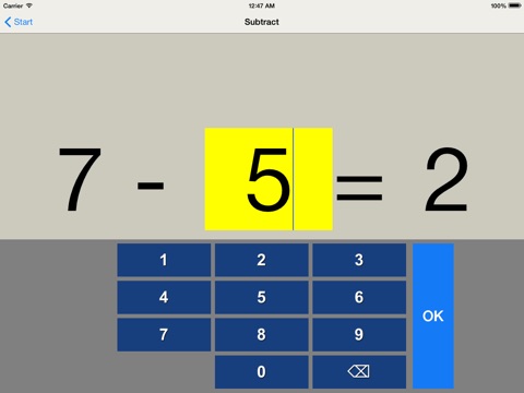 Subtraction practice screenshot 3