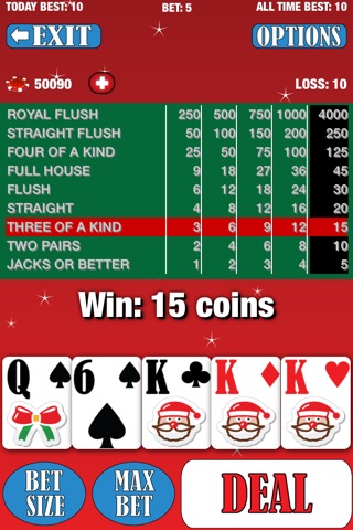 Christmas Video Poker - Xmas Casino and Bonus Games with Jacks or Better screenshot 2