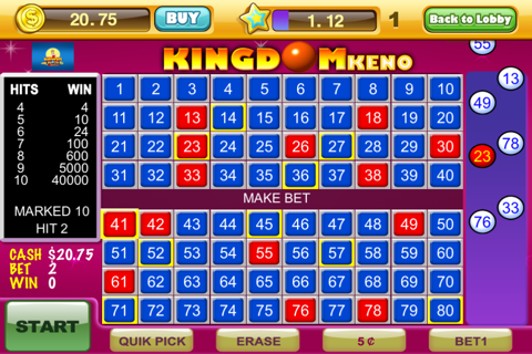 Video Keno Kingdom Game - Casino Keno screenshot 2
