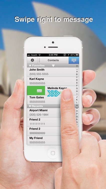 Swipe To iMessage or SMS - Tap to Call & Facetime - By ReachFast Contacts