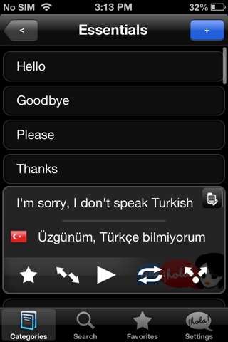 Lingopal Turkish LITE - talking phrasebook screenshot 2