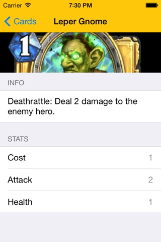 GoldCards, a Hearthstone reference guide. screenshot 4