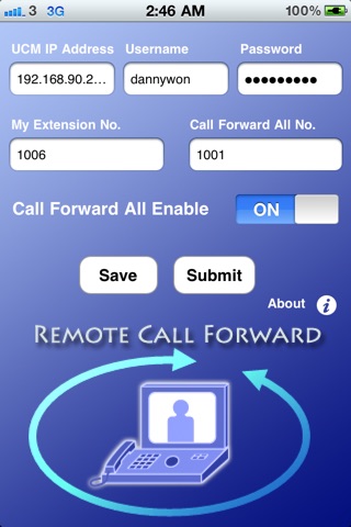 Remote Call Forward screenshot 2