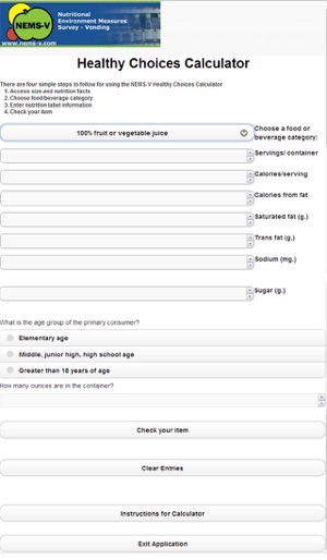 Healthy Choices Calculator