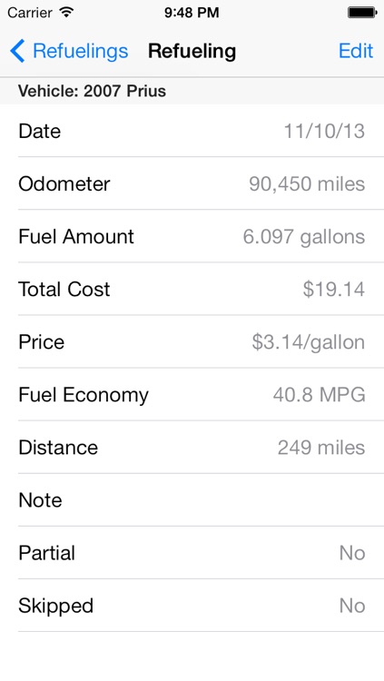 Mileage Keeper (gas mileage / fuel economy tracker)