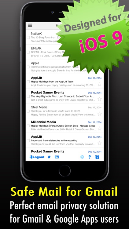 Safe Mail for Gmail : secure and easy email mobile app with Touch ID to access multiple Gmail and Google Apps inbox accounts