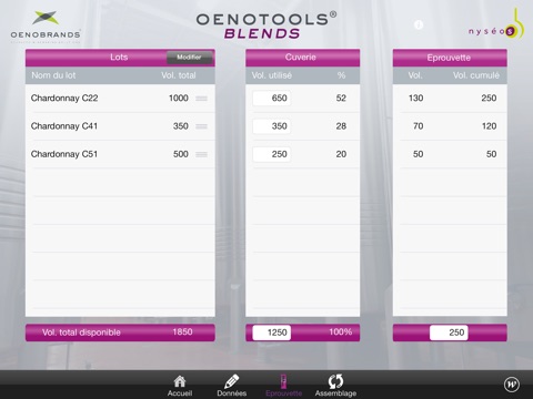Oenotools BLENDS screenshot 4