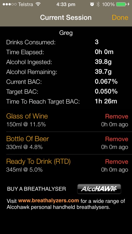DrinkTracker Breathalyzer