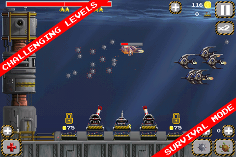 Ships and Rockets Free - Retro Pixel Art TD Arcade Underwater Shooting Game screenshot 3
