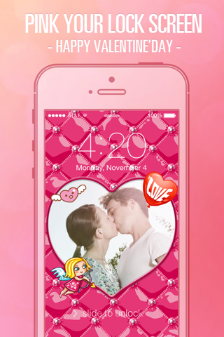 Pimp Lock Screen Wallpapers Pro - Pink Valentine's Day Special for iOS 7 screenshot 2
