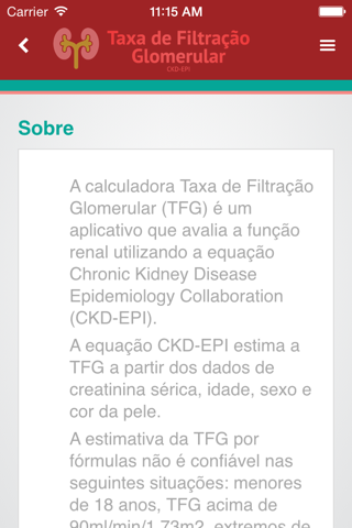 Taxa de Filtração Glomerular - TelessaúdeRS screenshot 3