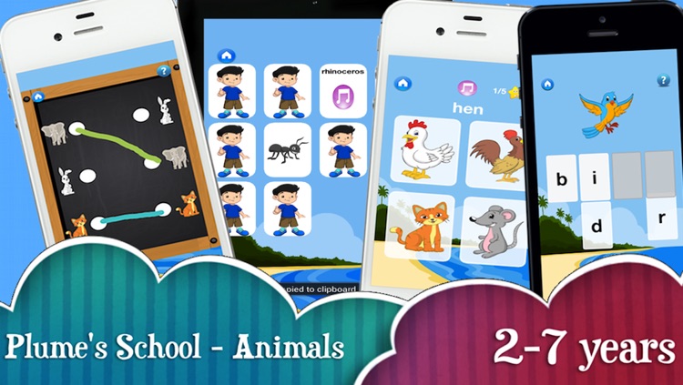 Plume's School - Animals - Kids from 2 to 7 years old - Learning vocabulary and to read  - HD