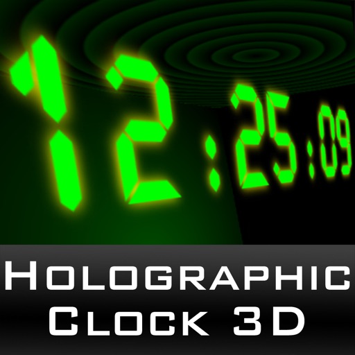 HoloClock3D - a holographic effect 3D clock with alarm upgrade and free weather info icon