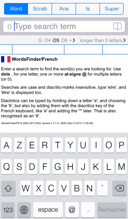 F Words Finder Français/French PRO - find the best words for crossword, Wordfeud, Scrabble, cryptogram, anagram and spelling