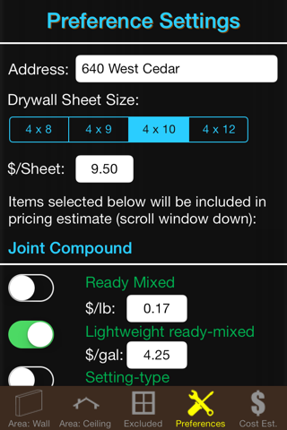 Drywall Calc Elite - Industry leading drywall cost and material calculator screenshot 3
