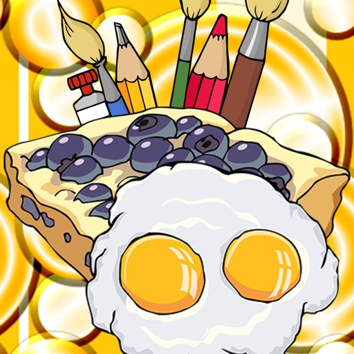 Funny Sweets And Dessert Colorful Foods Coloring Icon