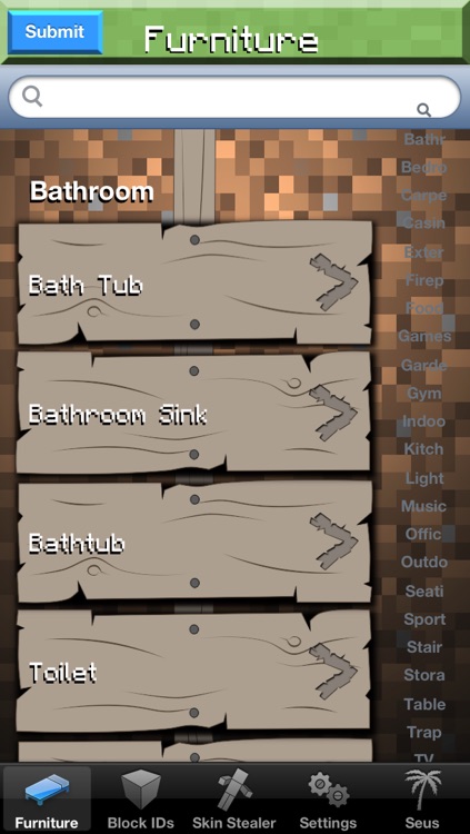 Furniture Setups Pro and Skin Stealer for Minecraft Game Textures Skins