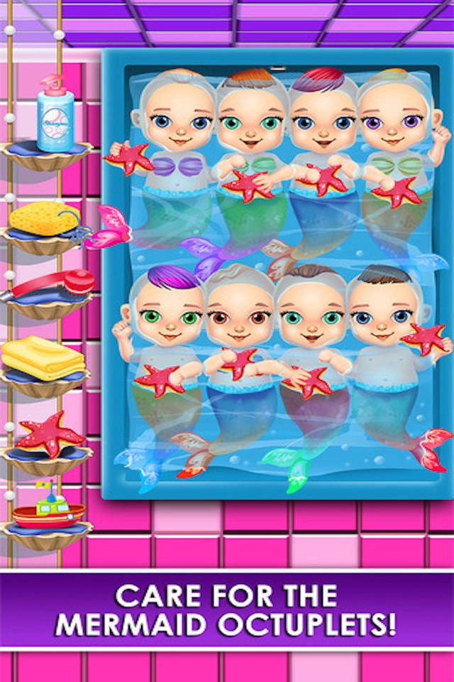 Mermaid Newborn Babies Care - Mommy's Octuplets Baby Salon Doctor Game screenshot 2