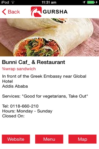 Gursha - Ethiopian Restaurant Directory screenshot 4