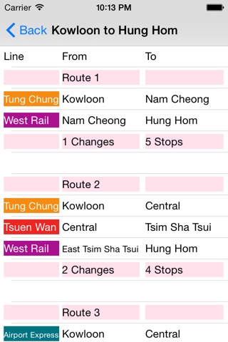Hong Kong Metro Route Planner screenshot 2