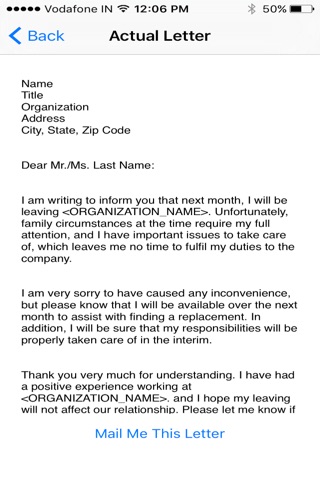 My Resignation Letter screenshot 2