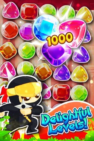 Jewel's Ninja Match-3 - diamond game and kids digger's mania hd free screenshot 4