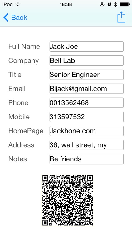 Pebble QR - Share my VCARD