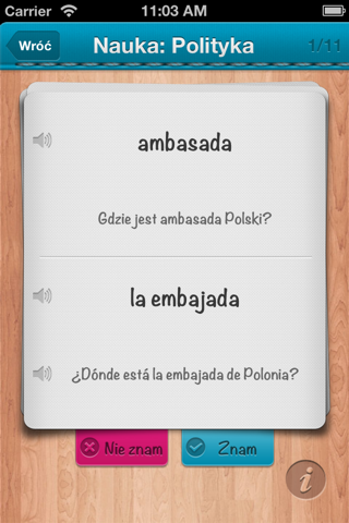 iFiszki Hiszpański 1000 najważniejszych słówek FREE screenshot 3