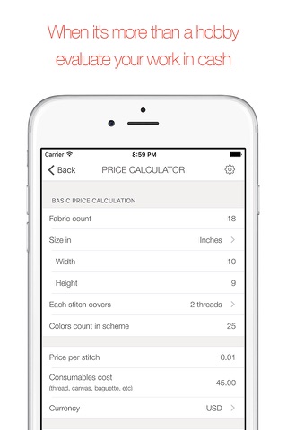 Calculator for Cross Stitch screenshot 2