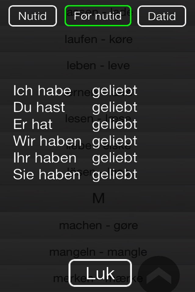 Tysk grammatik: verber screenshot 3