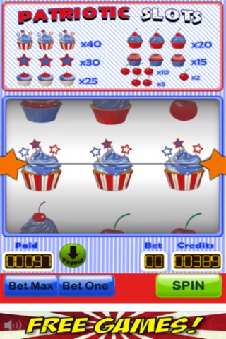 Patriotic Slots Free Edition - The Red, White and Blue Famly Slot Machine Cupcake Game screenshot 2