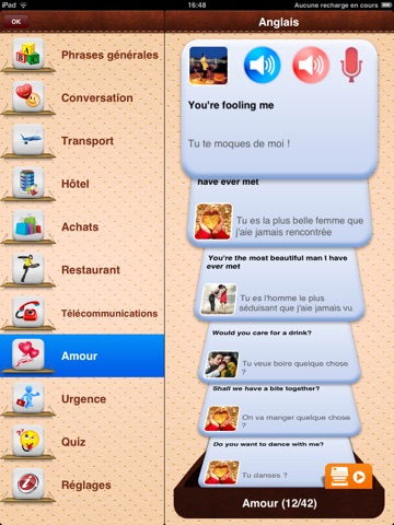 iTalk English: Conversation guide - Learn to speak a language with audio phrasebook, vocabulary expressions, grammar exercises and tests for english speakers HD screenshot 2