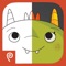 Monster Coloring Book offers 175 monsters to color, stickers and patterns to make them unique, and the ability to share, save, or print the photos
